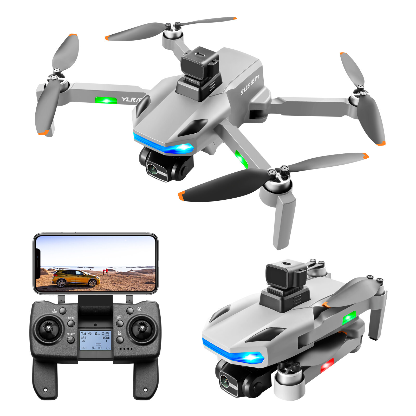 YLR/C S135 GPS 5G WiFi FPV with 8K HD ESC Dual Camera 3-Axis EIS Gimbal 360° Obstacle Avoidance Brushless Foldable RC Drone Quadcopter RTF COD
